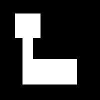 A black background with a series of connected white rectangles