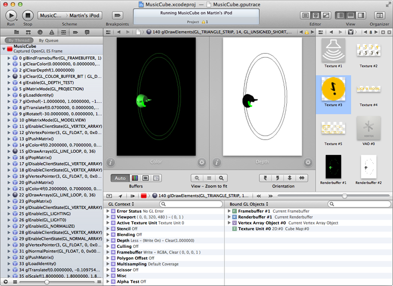 Xcode's OpenGL ES debugger