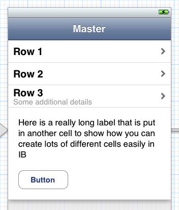 Static table view built in storyboard