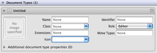 Info property list document types editor