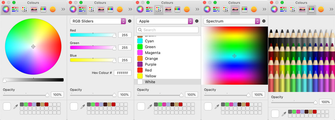 standard mac colour picker panels