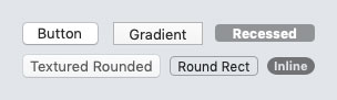buttons with various styles: plain, gradient, recessed, textured rounded, round rect, and inline